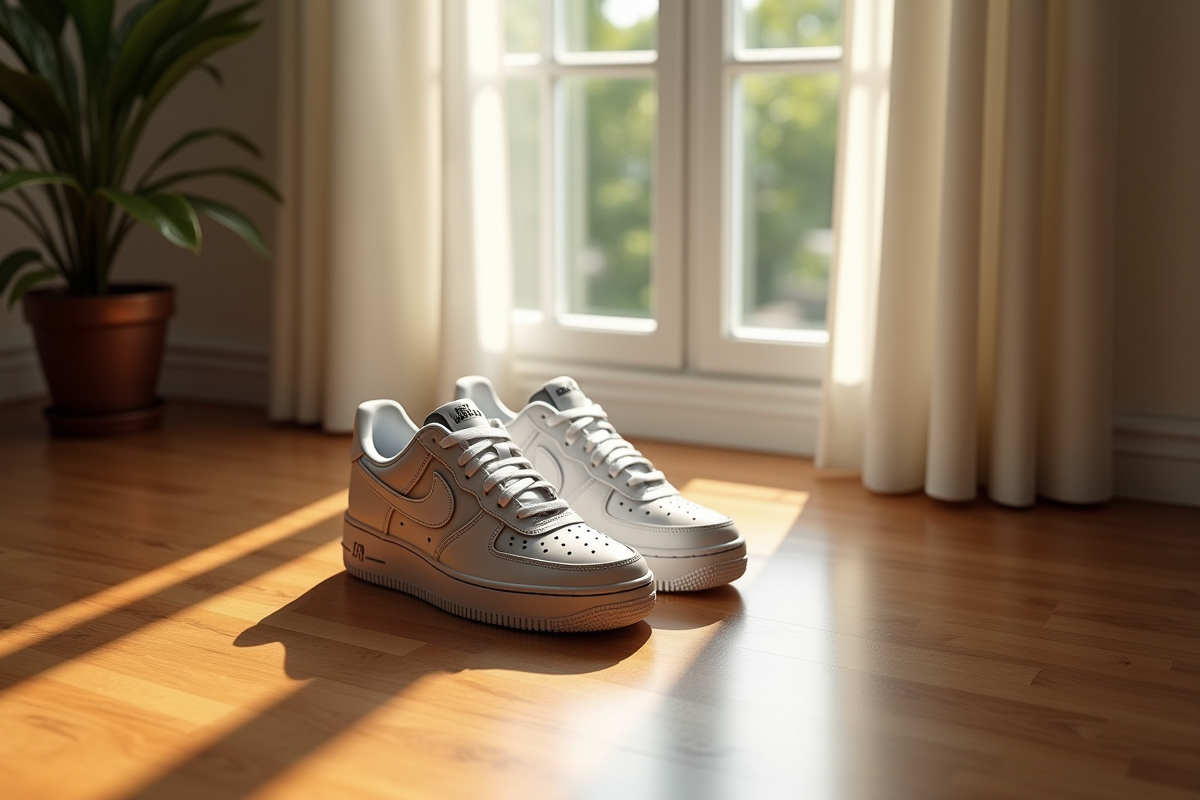 Chaussures Air Force 1 sur un plan de dessus intérieur