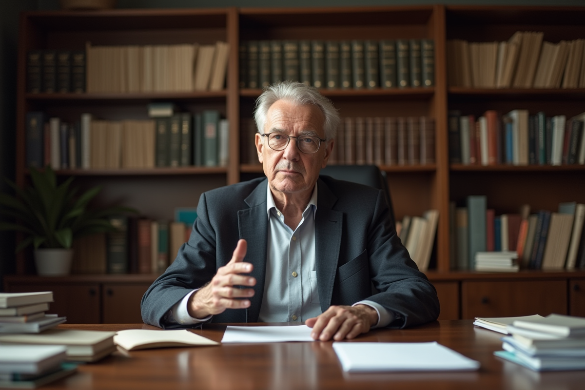 Bioethicien en discussion dans un bureau universitaire