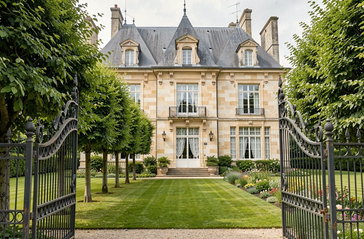 Allée et façade du Château Fédora, domaine élégant pour mariages et événements en Isère
