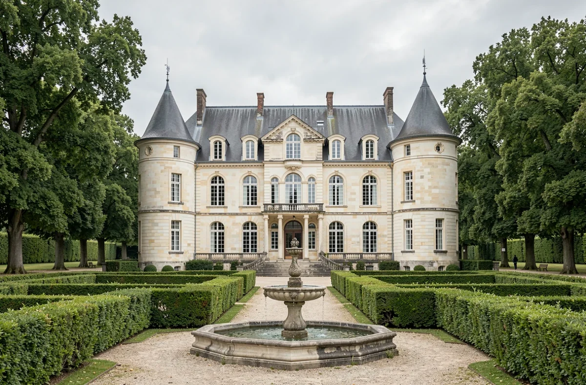 Château de Saint Julien avec ses tours et jardins formels, lieu de réception historique en Isère
