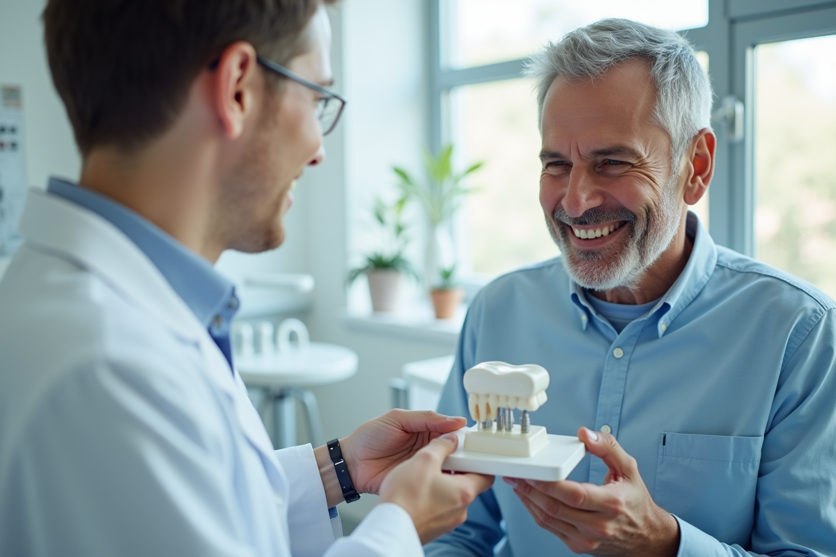 Consultation dentaire moderne avec un implant dentaire