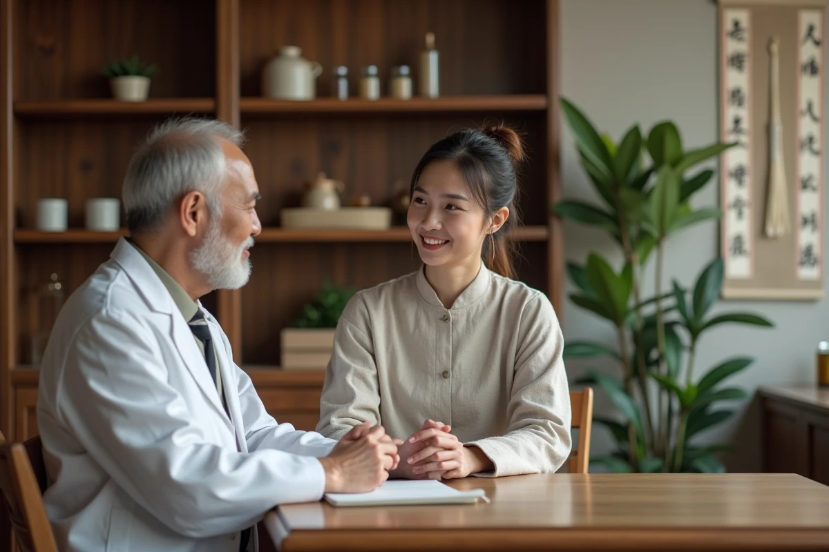Femme recevant une consultation de medicinale chinoise