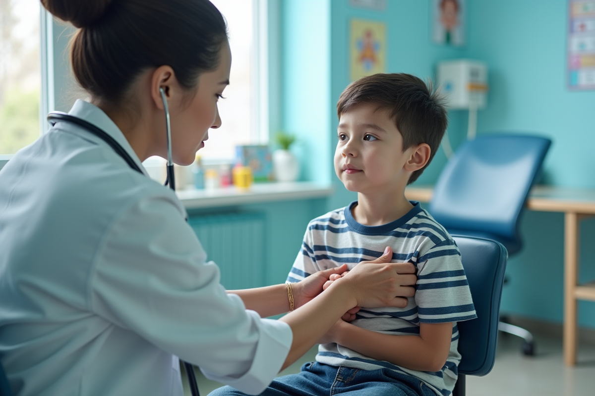 Garçon lors d’un examen médical chez le pédiatre