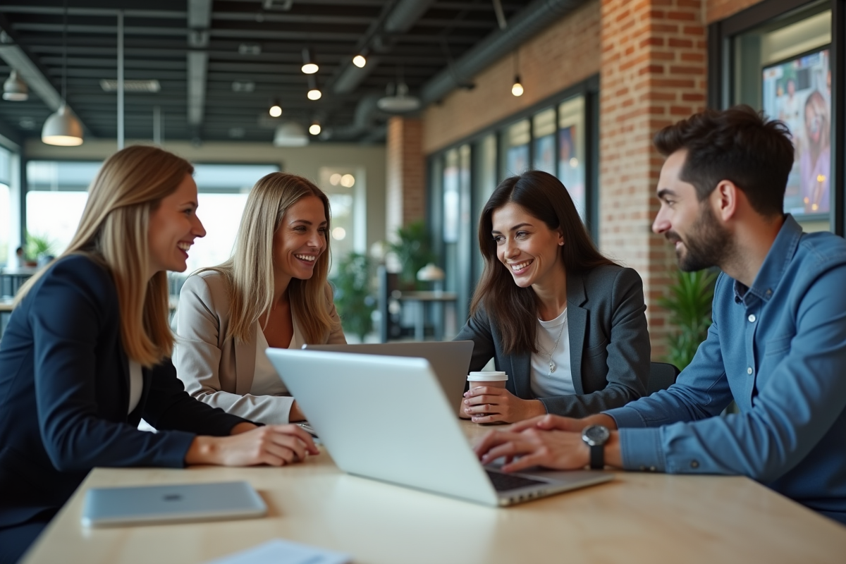 Equipe de professionnels collaborant dans un bureau moderne