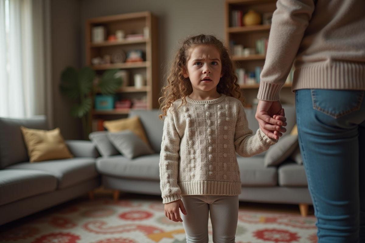 Fille de 9 ans tenant la main d