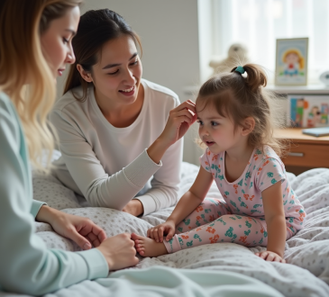 Jeune fille malade avec sa mère dans la chambre