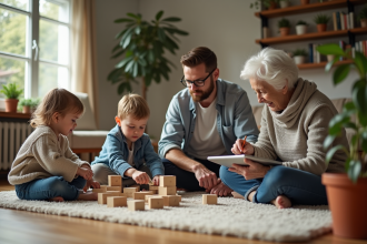 Groupe de personnes de tous ages dans un salon convivial