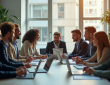 Groupe de jeunes professionnels dans un bureau lumineux