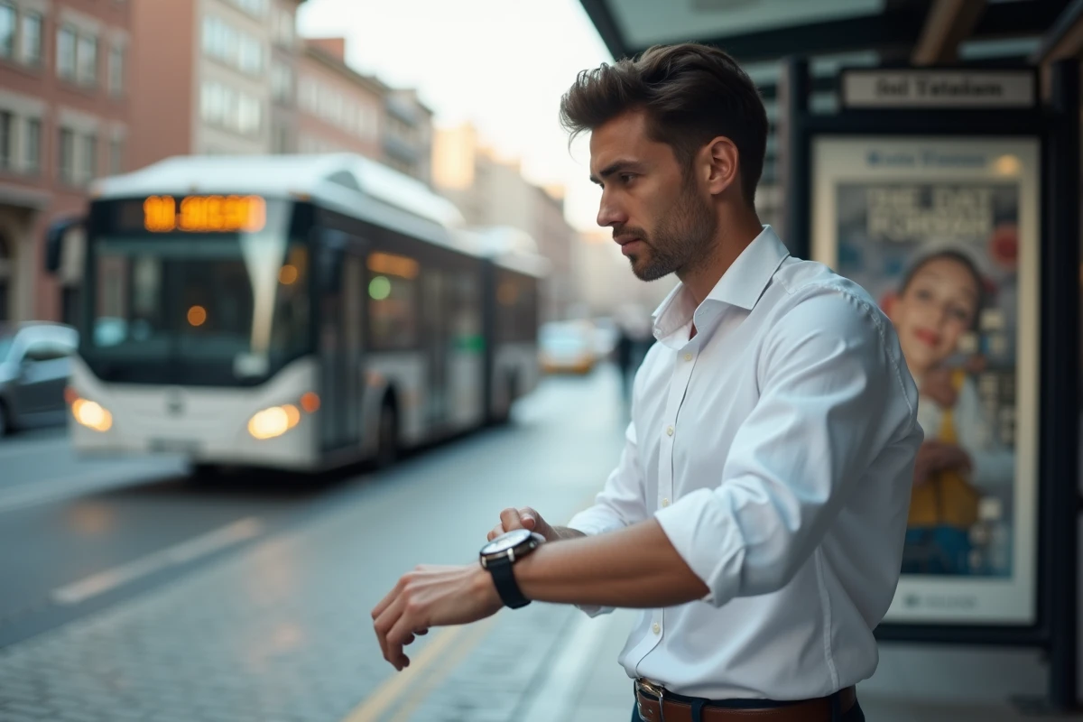 Jeune homme surpris regardant sa montre à l