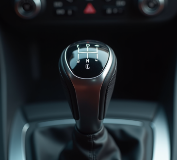 Zoom sur le levier de vitesse automatique de voiture