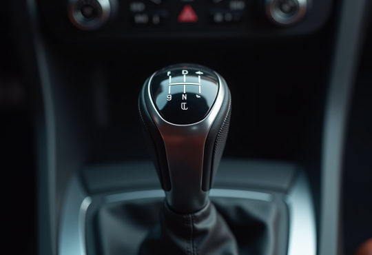 Zoom sur le levier de vitesse automatique de voiture