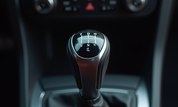 Zoom sur le levier de vitesse automatique de voiture