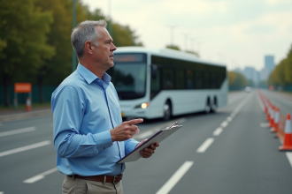 Formateur de conduite de bus en extérieur