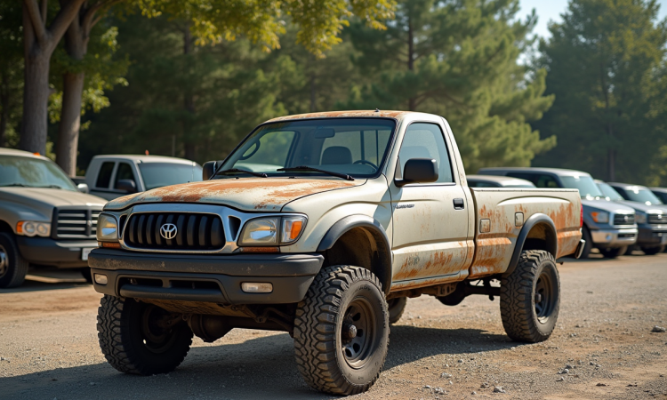Pick-up 4x4 d'occasion sur un parking en journée