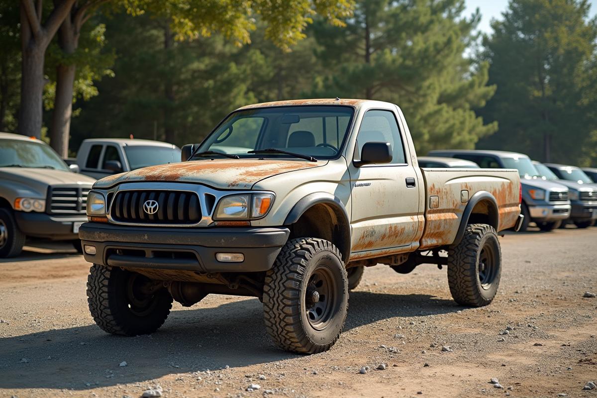 Pick-up 4x4 d'occasion sur un parking en journée