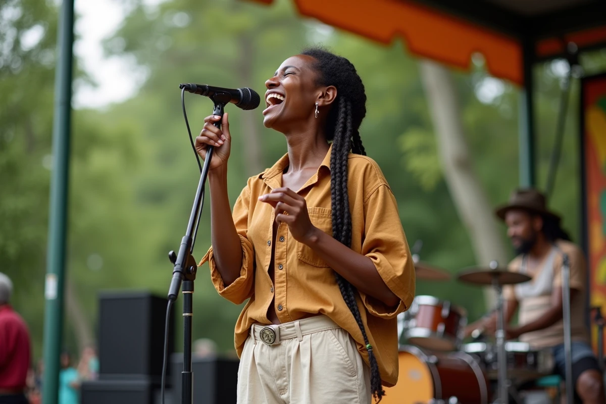 Vocaliste reggae en scène lors d