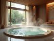 Salle de spa privée avec jacuzzi et décoration élégante